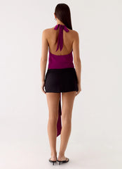 Right Back Halter Top - Maroon