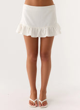 Lucie Mae Linen Mini Skirt - White