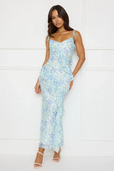 Botanic Ballet Maxi Dress Blue