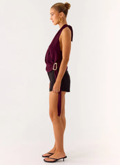 Teaha Wrap Top - Plum
