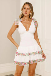 Rose Petal Romance Mini Dress White