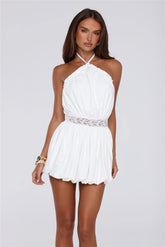 Golden Girl Hours Halter Mini Dress White