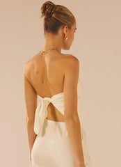 Mixed Signals Satin Scarf Top - Pearl