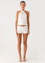 Maddox Scarf Top - White