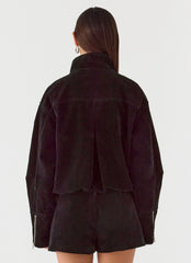 Marlow Faux Suede Jacket - Black