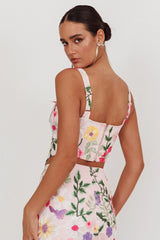 High Street Jacquard Corset Top Floral Multi