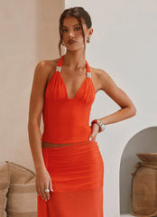 Blaze Halter Top - Fire Red