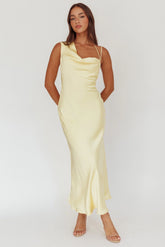 Eros Asymmetric Cowl Neck Maxi Dress Butter