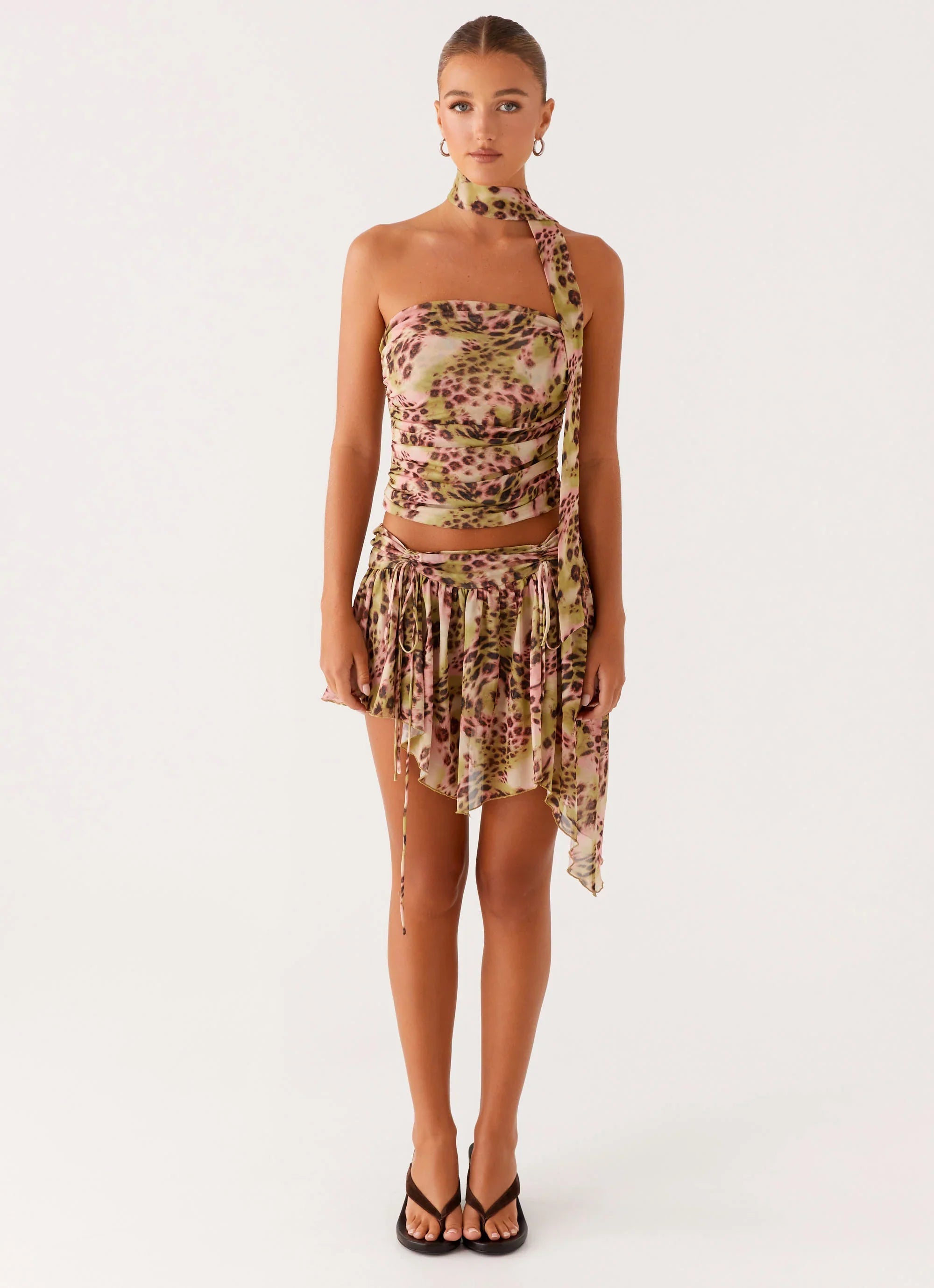 Hot Like Me Scarf Top - Swirl Leopard