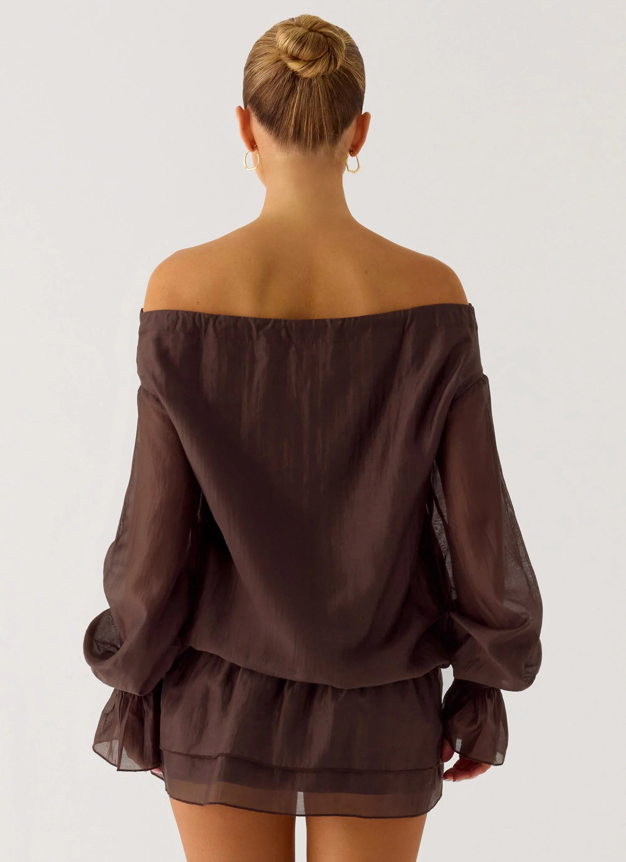 Elris Drop Waist Mini Dress - Cool Chocolate