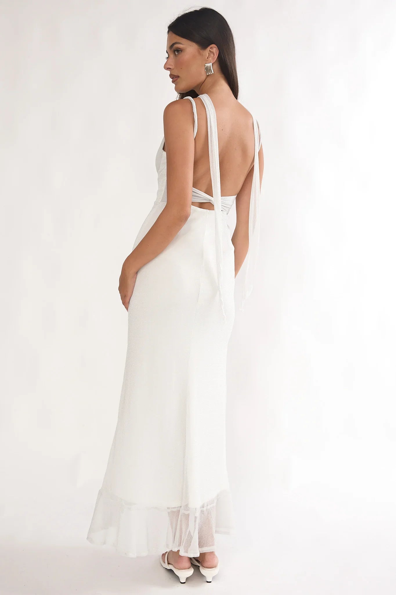 Chantrelle Twist Back Split Maxi Dress Silver