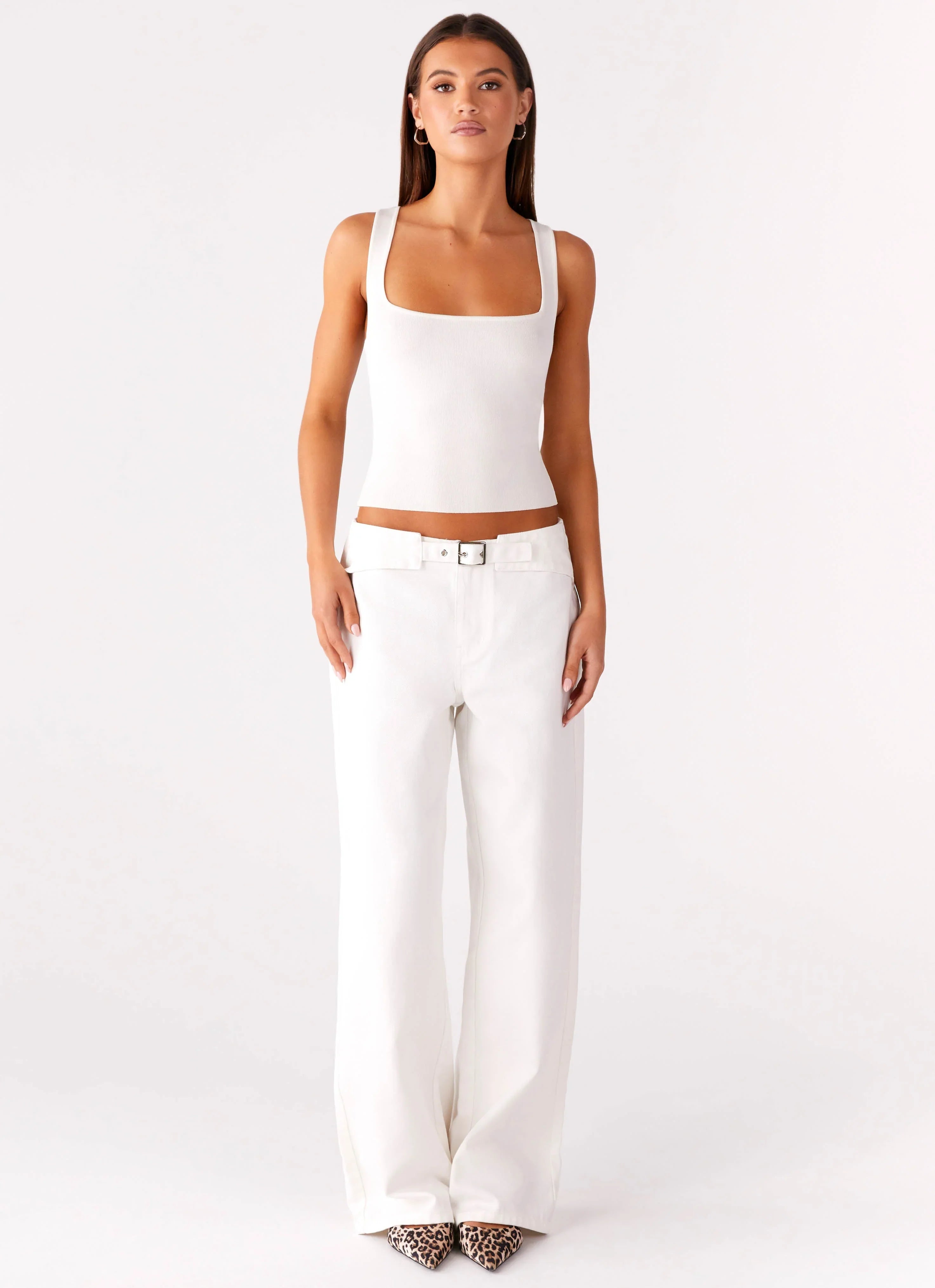 Texas Low Rise Denim Jeans - White