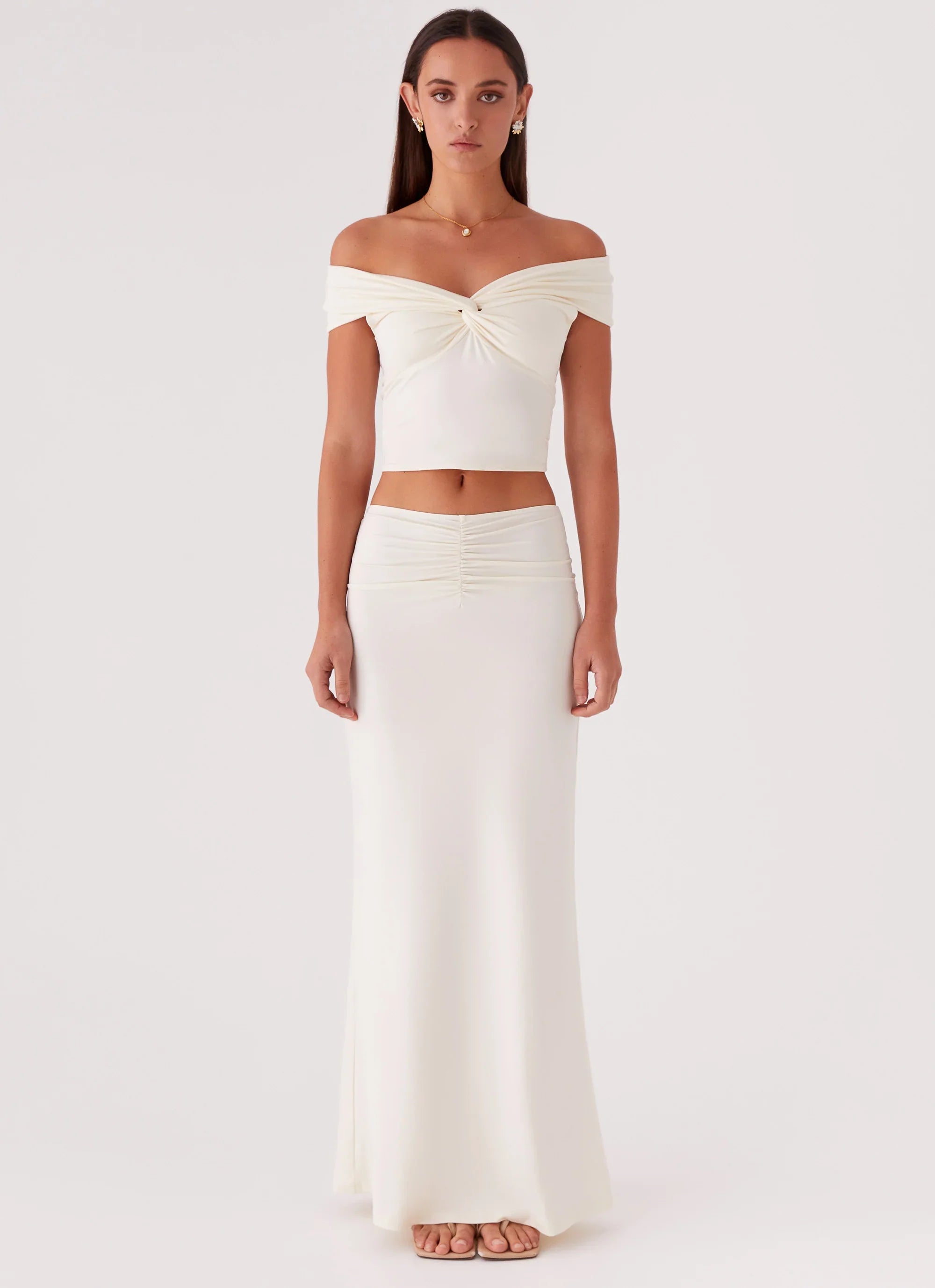 Trixie Twist Off Shoulder Top - Ivory