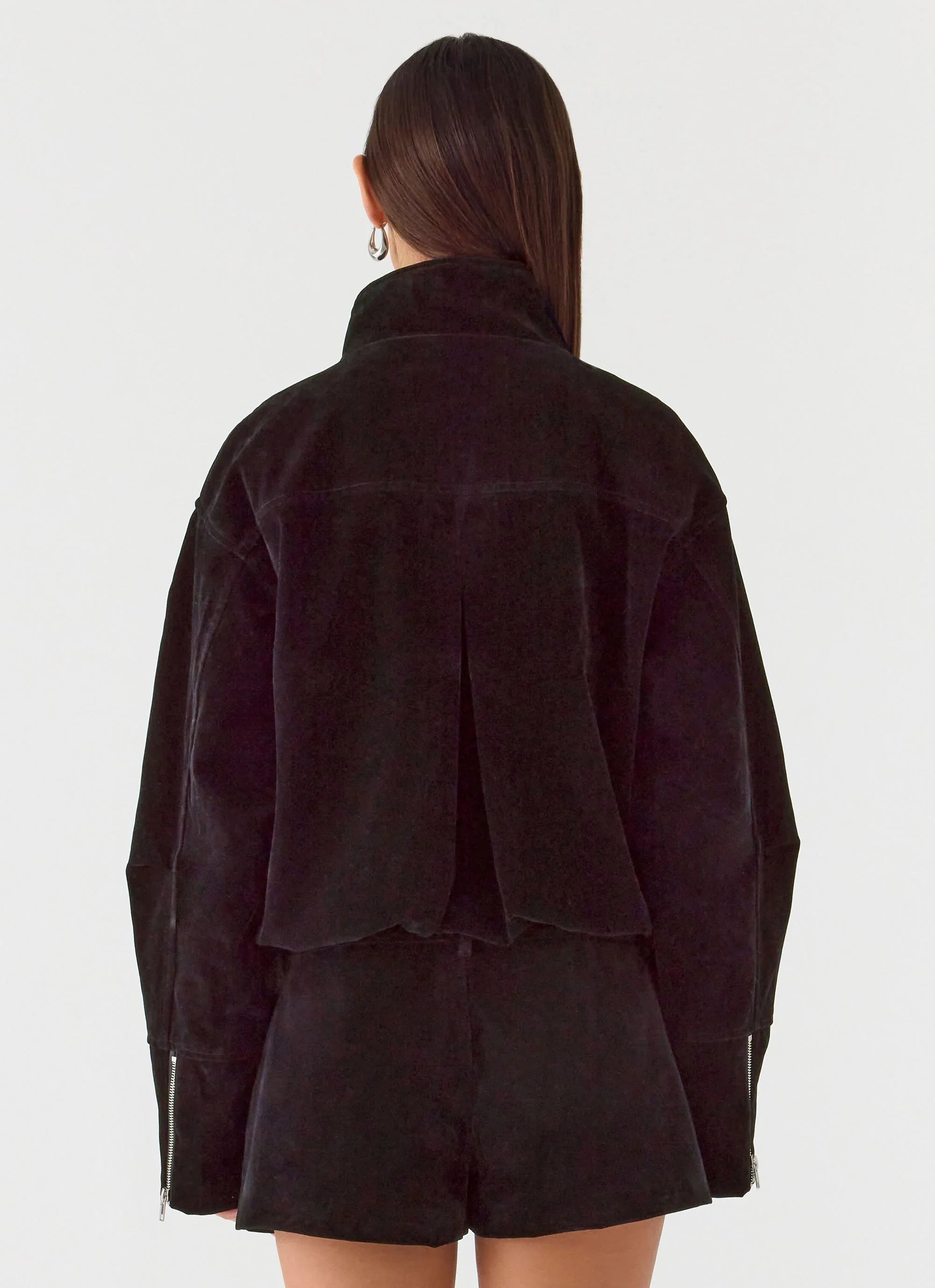 Marlow Faux Suede Jacket - Black