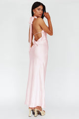 Italia Azure Crossover Halterneck Maxi Dress Pearl