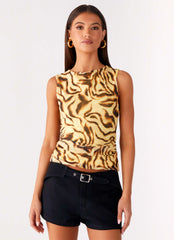 On read Tank Top - Yellow Zebra