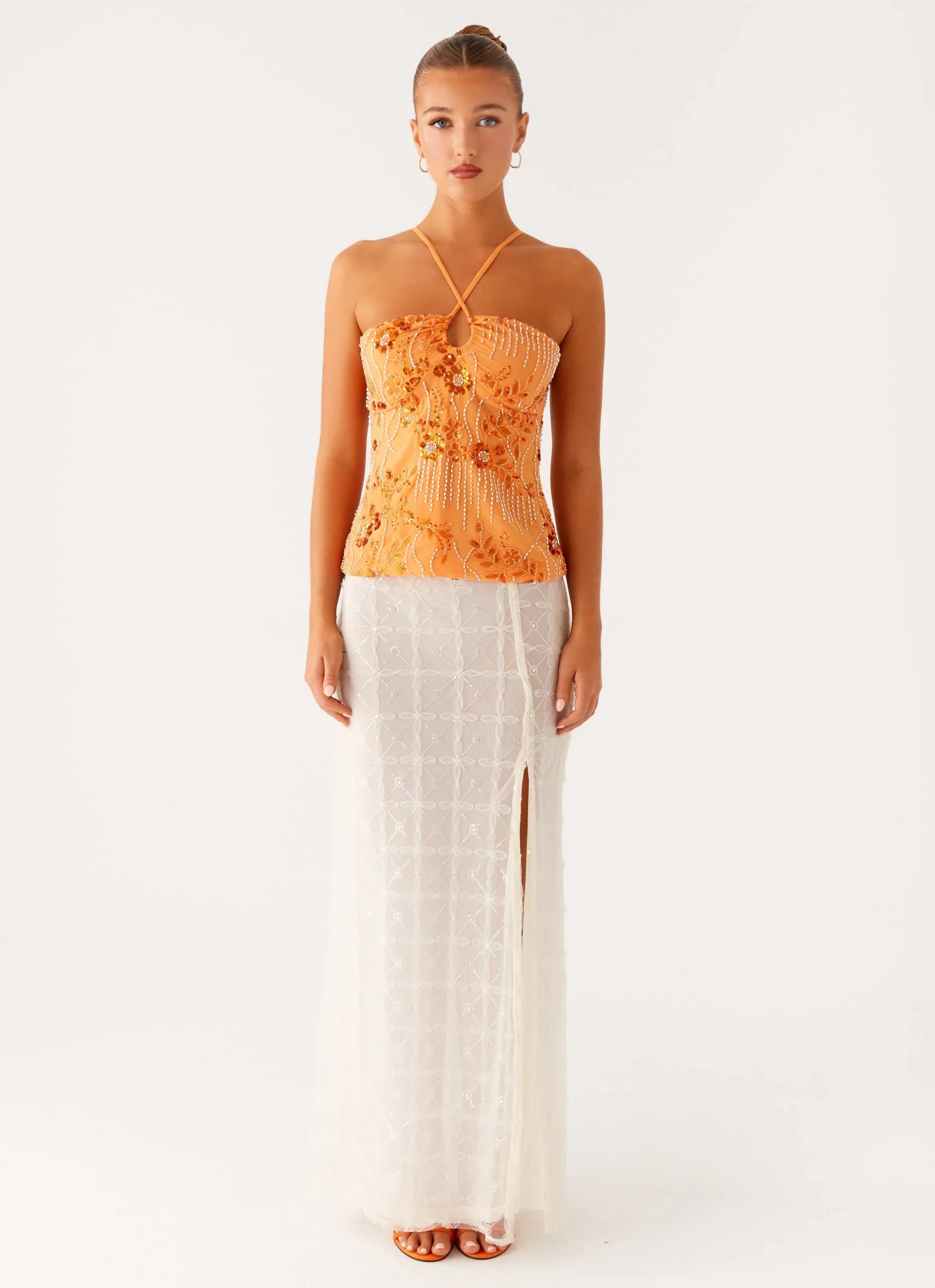 Catalina Sequin Top - Orange