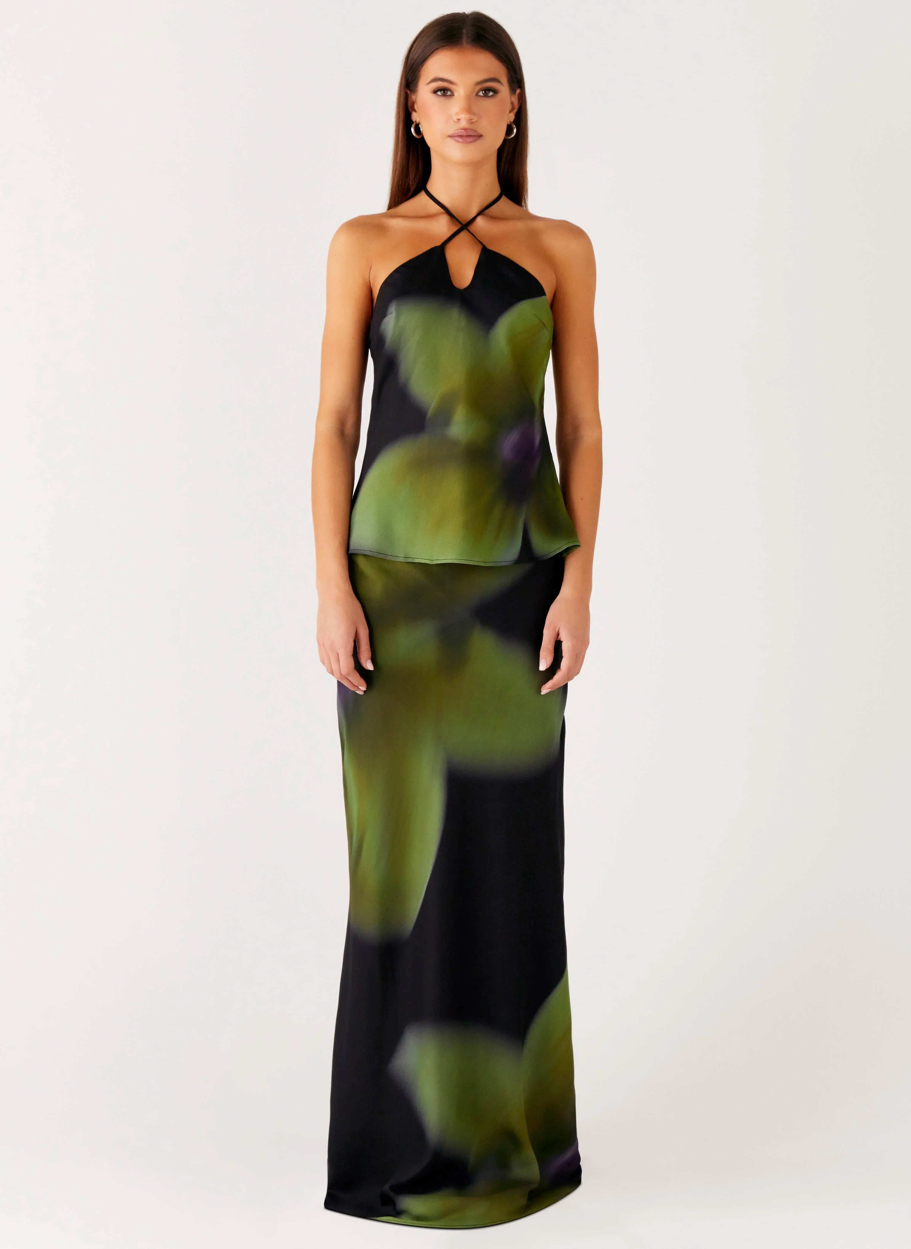 Rosetta Maxi Skirt - Lime Flower