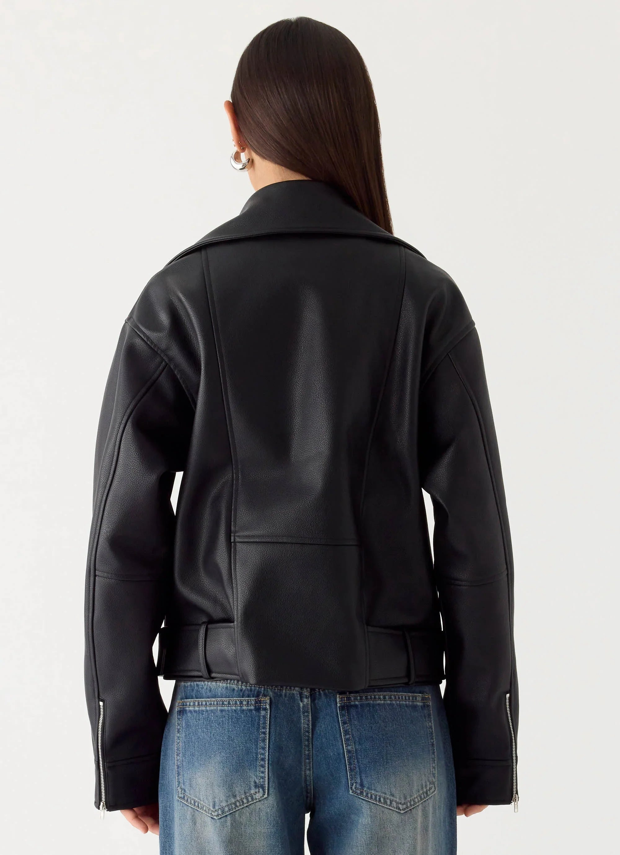 Ethan PU Biker Jacker - Black