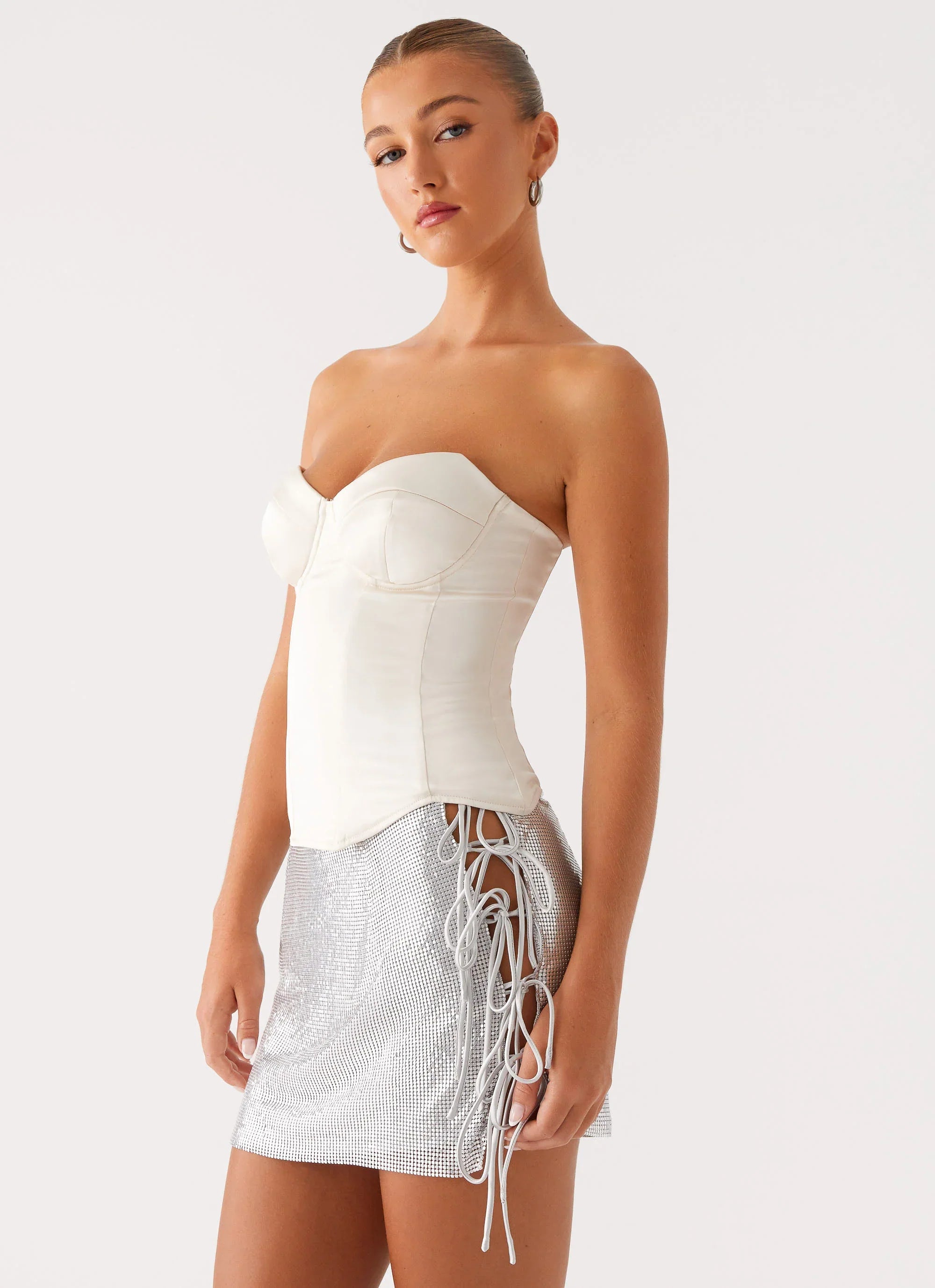 Radar Satin Corset - Ivory