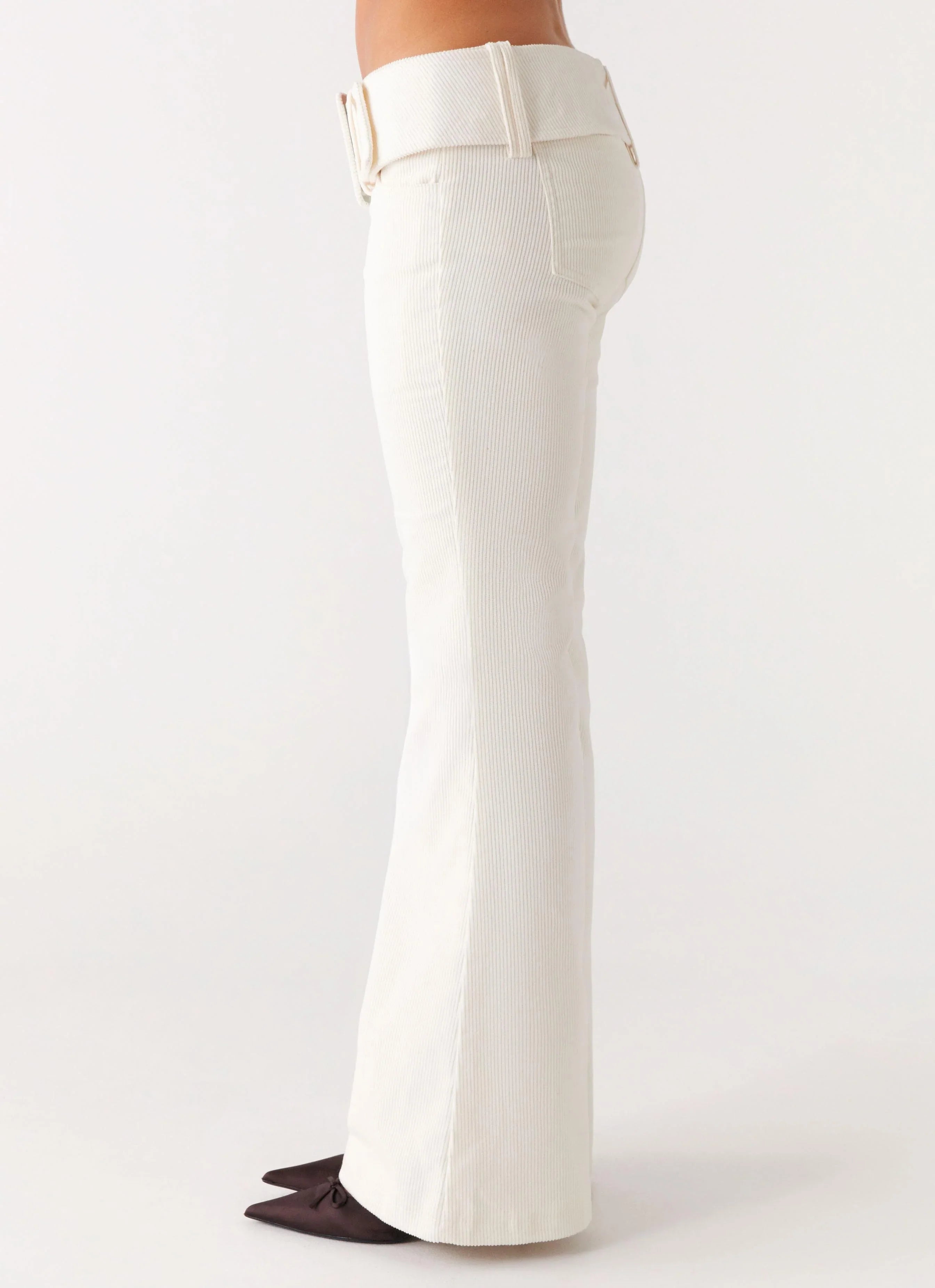 Zadie Low Rise Cord Jeans - Pearl