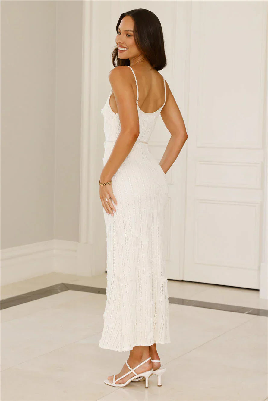 Delicately Divine Knit Maxi Dress Cream